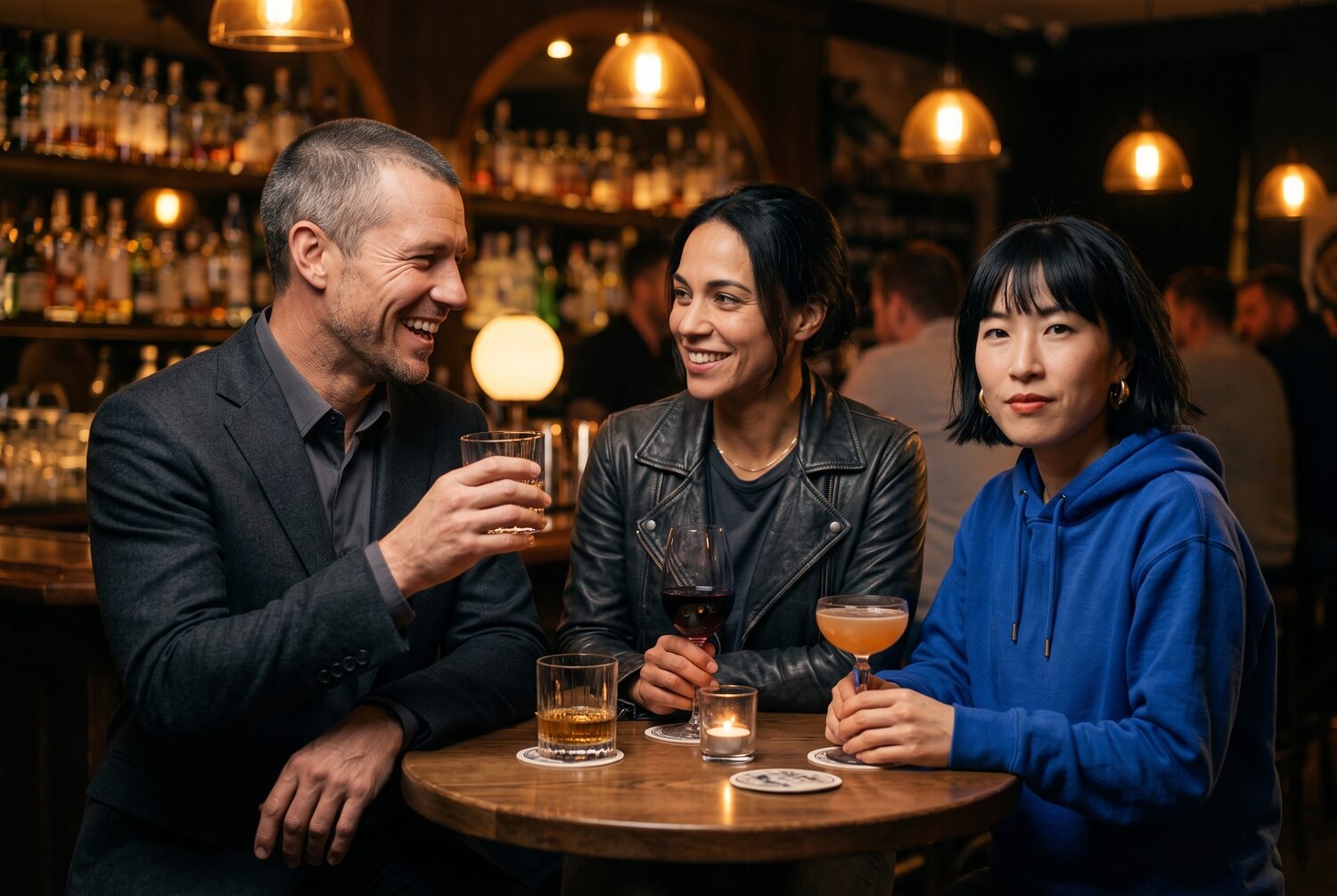 The squad over drinks